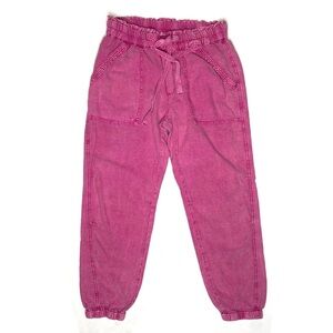 Anthropologie Pink Linen Blend Cropped Joggers Size Small